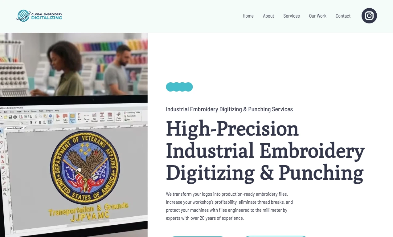 Global Embroidery Digitalizing website designed by Haketi